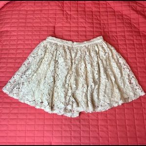Cream Short Floral Skirt